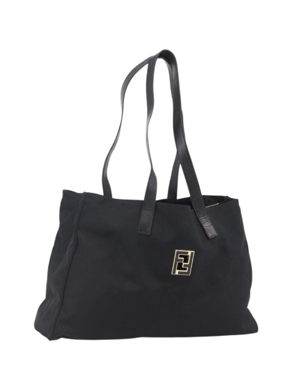FENDI Tote Bag Nylon Black Gold
